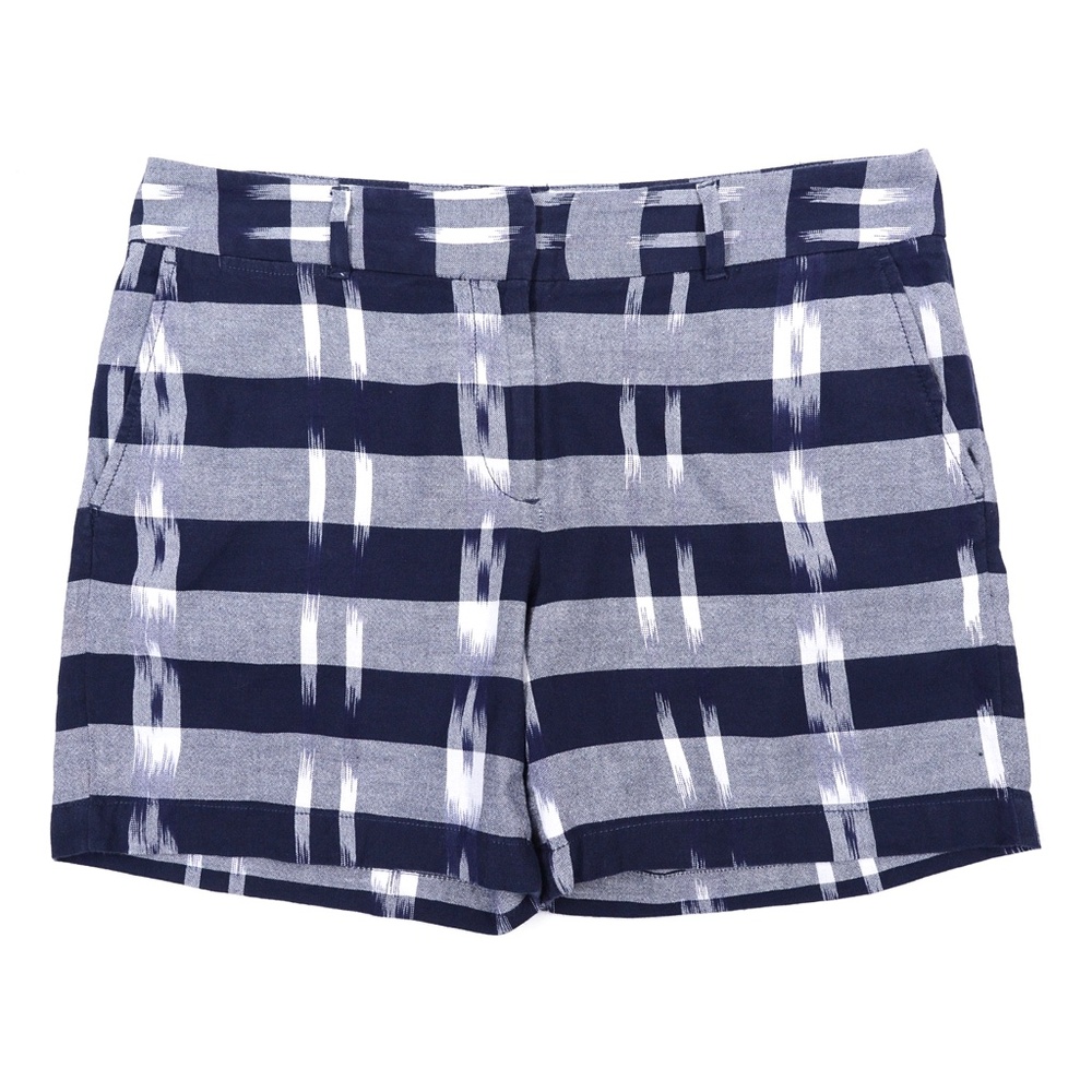 LOFT Shorts Blue Plaid Cotton Chino Poplin High Rise Womens Size 6 excellent